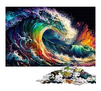 Rompecabezas de Olas del océano de Colores,1000 Piezas para Adultos,Rompecabezas de cartón,Ideal para Adolescentes y coleccionistas,Regalo de Viaje,Actividad Familiar,26x38cm/10,23x14,96 Pulgadas
