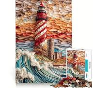 Rompecabezas de Olas del océano Junto a un Faro para Adultos, 1000 Piezas, estimula la Memoria, Entretenimiento, Bordes precisos, Bonito Regalo (50x75cm)