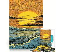 Rompecabezas de Olas oceánicas al Atardecer para Adultos, 1000 Piezas, Juguete para ejercitar la Mente, Pieza de colección de Arte de Corte nítido 50x75cm