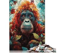 Rompecabezas de orangután en Tonos Coloridos, Juguete de descompresión, Rompecabezas de cartón 100% Reciclado para Adultos, Adolescentes, Regalo del Día del Padre, 1000 Piezas (26 x 38 cm)