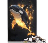 Rompecabezas de Orca bajo la luz Dorada. Materiales respetuosos con el Medio Ambiente. 100% cartón Reciclado Mujeres y Hombres. 1000 Piezas (75 x 50 cm).