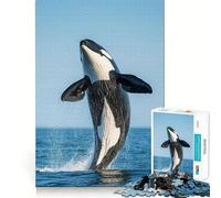 Rompecabezas de Orca Saltando del Agua para Adultos, 1000 Piezas, sólido, de lógica, Simple, Divertido, Corte de precisión, (38x26cm)