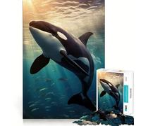 Rompecabezas de orcas al Atardecer, 1000 Piezas, Juguete para desarrollar la Mente, Juego Relajante, Pieza de colección de Arte de Corte preciso (50x75cm)