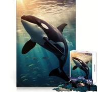Rompecabezas de orcas al Atardecer, 1000 Piezas, Juguete para desarrollar la Mente, Juego Relajante, Pieza de colección de Arte de Corte preciso (50x75cm)