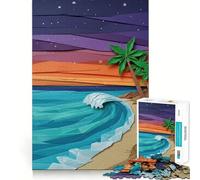 Rompecabezas de Origami con Escena de Playa al Atardecer para Adultos, 1000 Piezas, Juguete de lógica Fina, Informal y Relajante, con Bordes limpios, Pieza de Arte Fina (38x52cm)