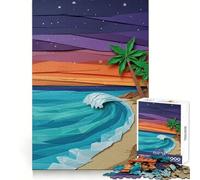 Rompecabezas de Origami con Escena de Playa al Atardecer para Adultos, 1000 Piezas, Juguete de lógica Fina, Informal y Relajante, con Bordes limpios, Pieza de Arte Fina (38x52cm)