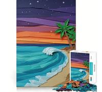 Rompecabezas de Origami con Escena de Playa al Atardecer para Adultos, 1000 Piezas, Rompecabezas Mental, Montaje Lento, Disfrute de la Imagen, (50x75cm)
