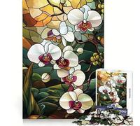 Rompecabezas de orquídeas de vitral de 1000 Piezas para Adolescentes Actividad Cerebral, Momento de relajación, Corte preciso, Bonito Regalo (50x75cm)