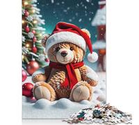 Rompecabezas de Osito navideño de cartón 100% Reciclado, Ideal para niños y Adultos 1000 Piezas (26 x 38 cm).