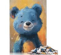 Rompecabezas de Oso Azul Sonriente, cartón 100% Reciclado, de Primera Calidad, para Adultos y niños, 1000 Piezas (26 x 38 cm)