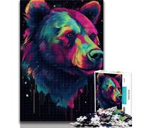 Rompecabezas de Oso Colorido y absurdo, 1000 Piezas para Adolescentes, Juguete Educativo Intelectual descompresor, Regalo de Amigo Secreto, 26x38cm