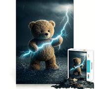 Rompecabezas de Oso de Peluche con Poderes de Rayo para Adolescentes, 1000 Piezas, para desarrollar la Memoria, Tiempo Libre, Bordes limpios, Regalo Encantador 38x26cm