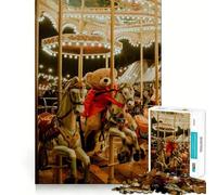 Rompecabezas de Oso de Peluche en carrusel para Adolescentes, 1000 Piezas, para estimular la Memoria, Relajarse, Bordes precisos, Regalo increíble 50x75cm