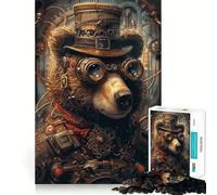 Rompecabezas de Oso Estilo Steampunk de 1000 Piezas Juguete Creativo para desarrollar la Creatividad Cierre Seguro sin Piezas Sueltas Actividad para Compartir en Familia (50x75cm)