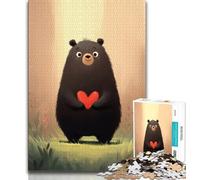 Rompecabezas de Oso Feliz para Adultos, 1000 Piezas, para aliviar el estrés y Matar el Tiempo en casa, con póster a Juego y Hoja de Trivia de 38x26cm