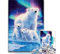 Rompecabezas de Oso Polar Aurora de 1000 Piezas para Adultos y Adolescentes, Juego de ingenio, decoración de Pared, cumpleaños y Navidad (50x75cm)