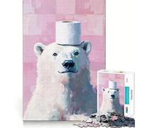 Rompecabezas de Oso Polar con Papel higiénico de 1000 Piezas para Adolescentes Refuerza la Memoria, Calma y relajación Borde de Calidad (38x52cm)