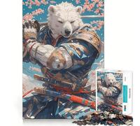 Rompecabezas de Oso Polar samurái de 1000 Piezas para Adultos Regalo Ideal para desarrollar la lógica Juguete para Disfrutar de un Corte preciso y un diseño Elegante (38x52cm)