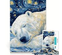 Rompecabezas de Oso Polar y Noche Estrellada de 1000 Piezas para Adolescentes Refuerza la Memoria, Calma y relajación Bordes de Calidad (38x52cm)