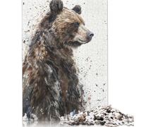 Rompecabezas de Oso salpicado de Tinta, difícil desafío, de cartón 100% Reciclado, Ideal para Mujeres y Hombres, Regalo para el Día de la Madre, 1000 Piezas (75 x 50 cm)