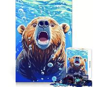 Rompecabezas de Oso sorprendido bajo el Agua con Burbujas, 1000 Piezas para Adultos, para estimular la Memoria, para Momentos de Calidez, para armar una Obra de Arte 38x26cm