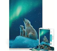 Rompecabezas de Osos Polares bajo la Aurora Boreal para Adolescentes, 1000 Piezas, Wise Think Toy Gentle Leisure, Corte Ajustado, Lista de Deseos de Santa Claus (50x75cm)