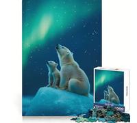 Rompecabezas de Osos Polares bajo la Aurora Boreal para Adolescentes, 1000 Piezas, Wise Think Toy Gentle Leisure, Corte Ajustado, Lista de Deseos de Santa Claus (50x75cm)