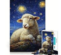 Rompecabezas de ovejas bajo la Noche Estrellada para Adolescentes, 1000 Piezas, Juguete para estimular la lógica, alegría Familiar, Borde Premium, 38x26cm