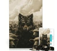 Rompecabezas de ovejas con Lobo Disfrazado,1000 Piezas Ejercicio Mental Divertido Piezas de Ajuste preciso Una Forma entretenida de Pasar el Tiempo Libre (50x75cm)