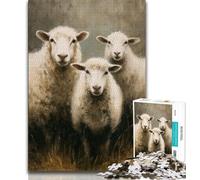 Rompecabezas de ovejas de 1000 Piezas para Adolescentes, Juego de Preguntas y respuestas, decoración de Pared, cumpleaños y Navidad, 38x26cm