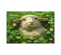 Rompecabezas de ovejas del día de San Patricio para adultos, 1000 piezas, divertidos rompecabezas impresos de madera con animales de trébol, decoraciones de patrón de campo para fiestas de