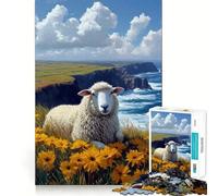 Rompecabezas de ovejas en un Campo de Flores para Adultos, 1000 Piezas, Juguete de lógica de Alta precisión, Divertido y fácil de armar, Regalo Memorable 50x75cm