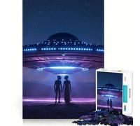 Rompecabezas de ovnis con Extraterrestres nocturnos,1000 Piezas,Juguete para desarrollar la Capacidad cognitiva,Superficie Lisa y sin Rebabas,Actividad Relajante para Grupos en Interiores (38x26cm)