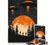 Rompecabezas de ovnis sobre el Bosque de 1000 Piezas para Adultos para Mentes agudas Fácil de Usar Ajuste Firme Regalo Festivo (50x75cm)