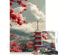 Rompecabezas de Pagoda de Paisaje japonés de 1000 Piezas para Adolescentes Juguete de Habilidad para un Momento de Tranquilidad Corte preciso Regalo increíble (50x75cm)