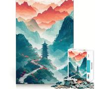 Rompecabezas de Pagoda de Paisaje japonés de 1000 Piezas para Adolescentes Juguete de lógica Clara, Ligero y Relajante Corte Perfecto Regalo conmovedor (50x75cm)