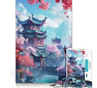 Rompecabezas de Pagoda de Paisaje japonés para Adolescentes, 1000 Piezas, Juguete de razonamiento y Habilidad, Juego Relajante, Corte Exacto, Regalo de Papá Noel (38x52cm)