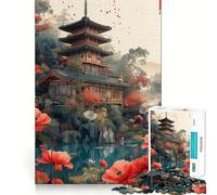 Rompecabezas de Pagoda de Paisaje japonés para Adolescentes, 1000 Piezas, para Fortalecer la Memoria, Momentos de Paz, Regalo clásico (38x26cm)