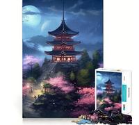 Rompecabezas de Pagoda de Paisaje japonés para Adultos, 1000 Piezas, para Fortalecer la Memoria, Actividad para el hogar, Bordes limpios, Regalo Festivo (50x75cm)