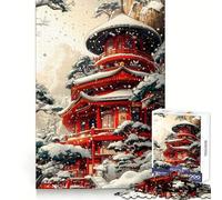 Rompecabezas de Pagoda Japonesa Nevada para Adolescentes, 1000 Piezas, Juguete para la Mente, Escape Tranquilo, Borde preciso, Regalo increíble (38x26cm)