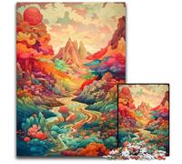 Rompecabezas de Paisaje absurdo Colorido de 1000 Piezas. Rompecabezas Imposible para Adultos. Decoración Colorida para el hogar y Juego Familiar Interactivo. Regalo Ideal. 50x75cm