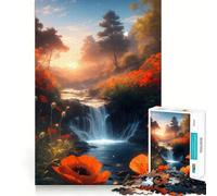 Rompecabezas de Paisaje acuático con Amapolas para Adolescentes, 1000 Piezas, Wise Think Toy, diversión y Entretenimiento, decoración de Pared con Bordes definidos (38x52cm)