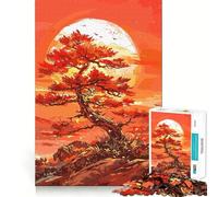 Rompecabezas de Paisaje con árbol Rojo al Atardecer para Adultos, 1000 Piezas, ejercita la Mente, relajación, Bordes precisos, colección de Arte (50x75cm)