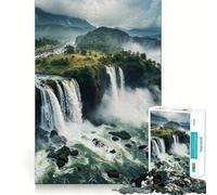Rompecabezas de Paisaje con Cascada de 1000 Piezas para Adultos Juguete Que desafía la Mente Corte preciso alineación Actividad Nocturna Divertida para Toda la Familia (38x52cm)