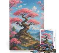 Rompecabezas de Paisaje con cerezos en Flor y montaña para Adultos,1000 Piezas,para Pensar con claridad,Relajarse,Bordes precisos,Regalo Original (38x52cm)