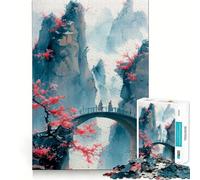 Rompecabezas de Paisaje con Puente y Cascada 1000 Piezas para ejercitar la Memoria con Bordes Lisos y Encaje Forma Divertida de llenar Las Horas Libres (38x52cm)