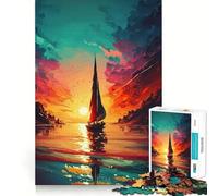 Rompecabezas de Paisaje con velero al Atardecer, 1000 Piezas, para Adolescentes, Juguete de lógica, diversión, Corte Suave, (38x26cm)