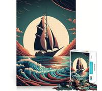 Rompecabezas de Paisaje con velero al Atardecer, 1000 Piezas para Adultos Mejora la Memoria Diversión Relajante Corte Regalo Memorable (38x52cm)