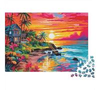 Rompecabezas de Paisaje costero al Atardecer,1000 Piezas,Acabado Mate,cartón Grueso,Actividad grupal,Regalo de cumpleaños para Adultos,Familia,Adolescentes avanzados,70 x 50 cm/1000 Piezas