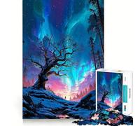 Rompecabezas de Paisaje de Aurora Boreal de Anime,1000 Piezas,Juguete de construcción Focus Building Toy,Ajuste Huecos,Actividad gratificante para días lluviosos (38x26cm)